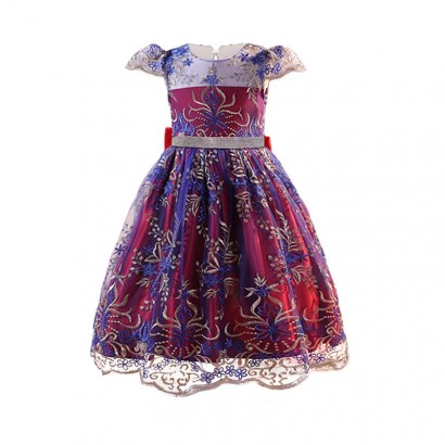 LZH Kids Dress For Girls Lace Embro...