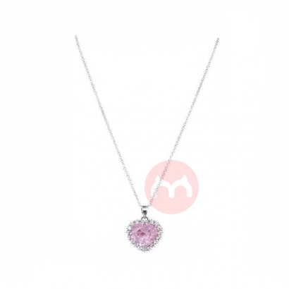 Sweet Girl Pink Heart Necklace Zirc...