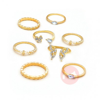 Delicate adjustable ring set women'...