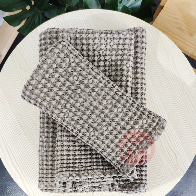 [2 sets] 100% cotton waffle towel b...