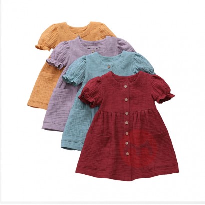 JINXI Plain muslin button girl retr...