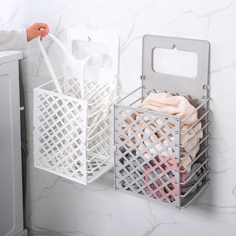 Wall mounted foldable laundry stora...