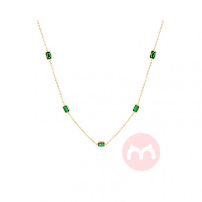 Square clavicle Emerald Zircon 18K ...