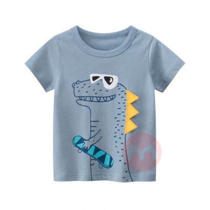 27kids Light blue cartoon print t-s...