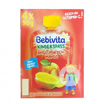 【4件】Bebivita 德國貝唯他蘋果桃子芒果果泥吸吸樂12個月以上...