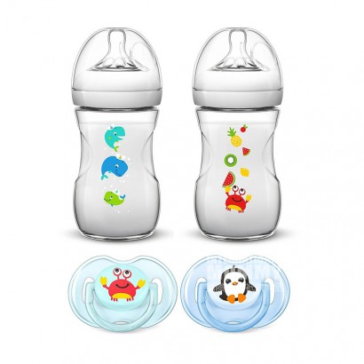 PHILIPS AVENT 英國飛利浦新安怡寬口徑自然原生海洋之夢PP奶瓶入門四件套 0-6個月 海外本土原版