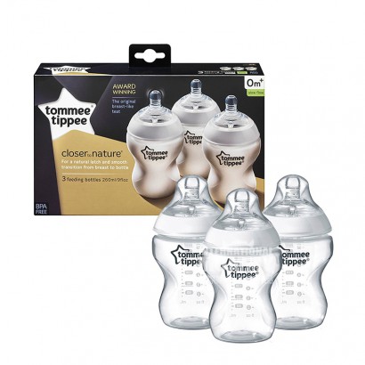 Tommee Tippee 英國湯美天地寬口防脹氣PP奶瓶3件260m...