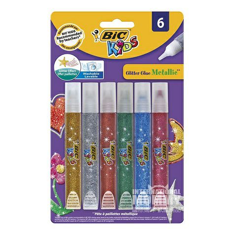 BIC KIDS 法國比克兒童手工diy製作閃光膠6支裝 海外本土原版