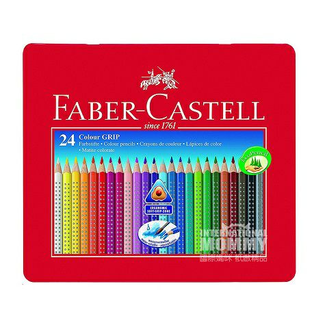 FABER－CASTELL 德國輝柏嘉24色彩色手柄鐵盒彩色鉛筆 海外...