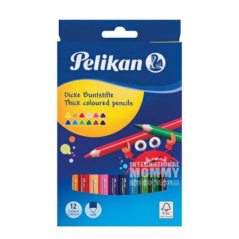 Pelikan 德國百利金三角形厚實柔軟彩色鉛筆12色 海外本土原版