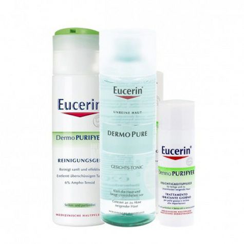 【3件裝】Eucerin 德國優色林控油調理潔面晶露祛痘洗面奶+保濕乳+化妝水 海外本土原版